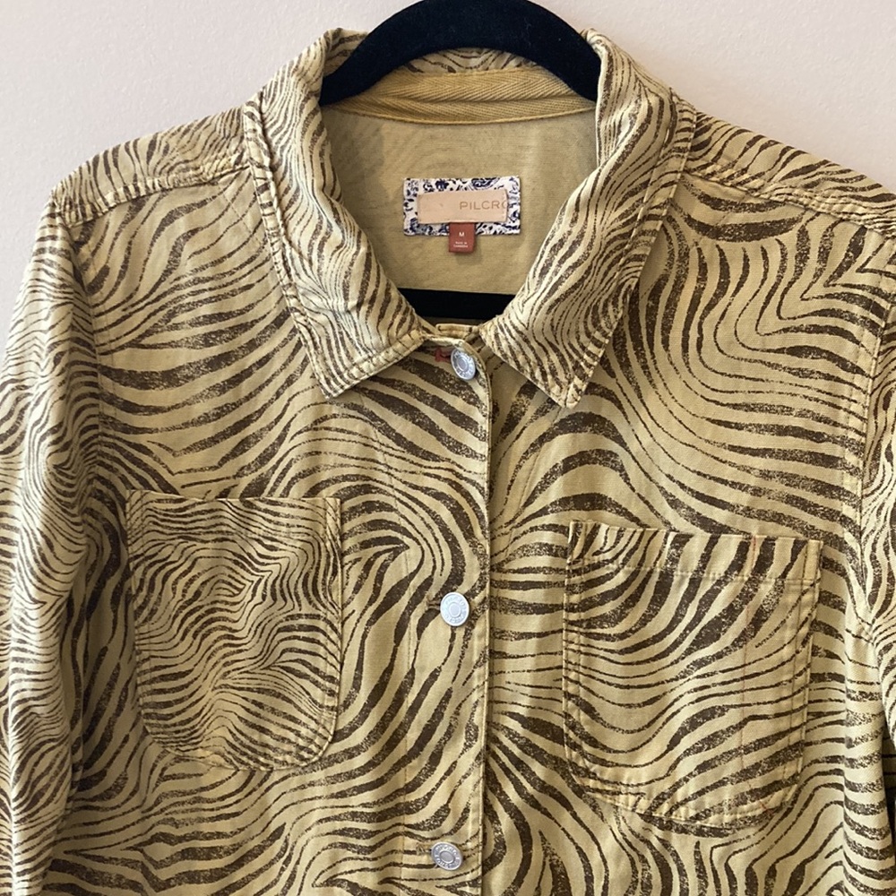 Anthropologie Pilcro Lightweight Zebra Striped Shirt Jacket 100% cotton Sz med - Picture 4 of 14